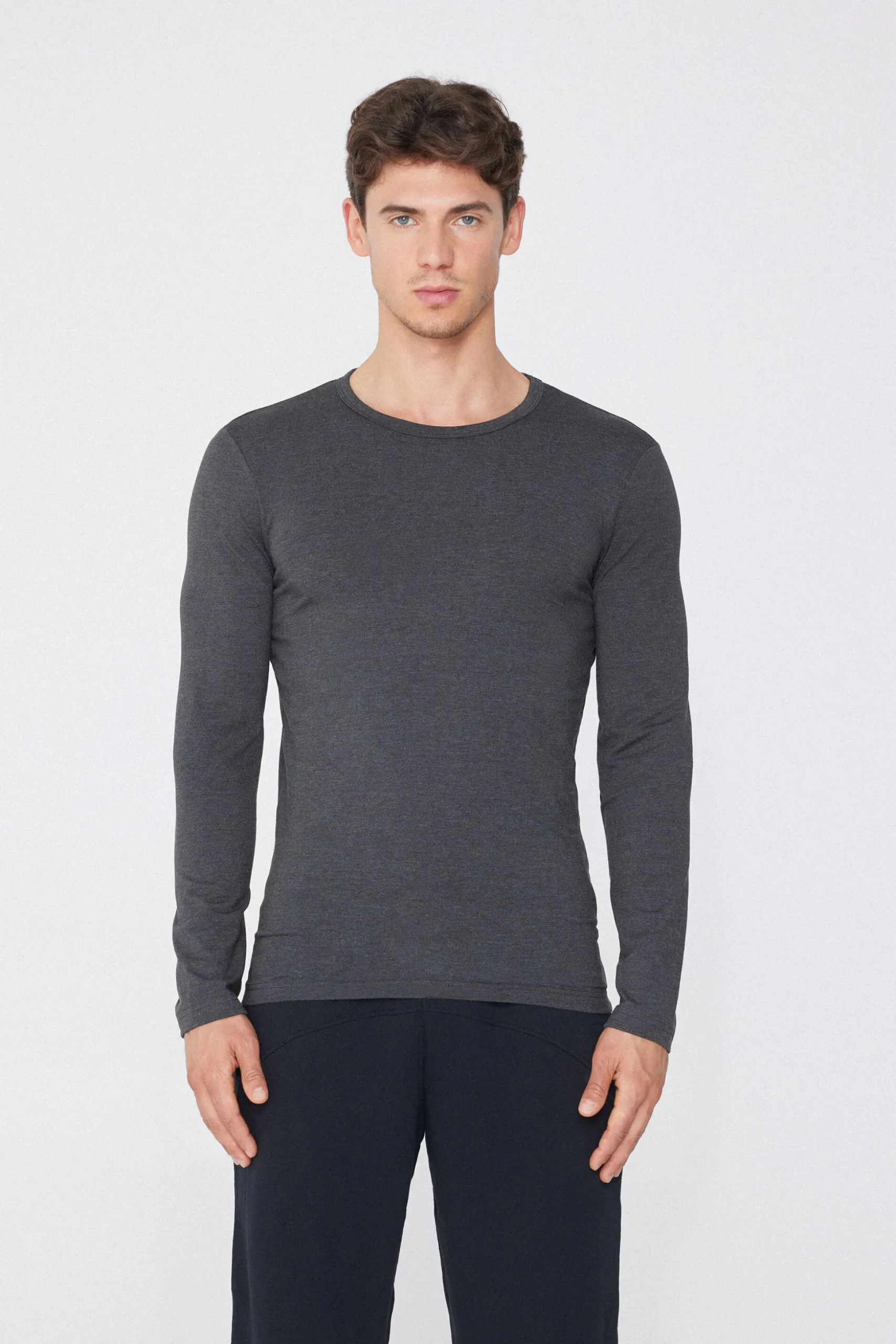 Long-Sleeve Round-Neck Thermal Cotton Top - Long-Sleeved Tops - Men | Tezenis