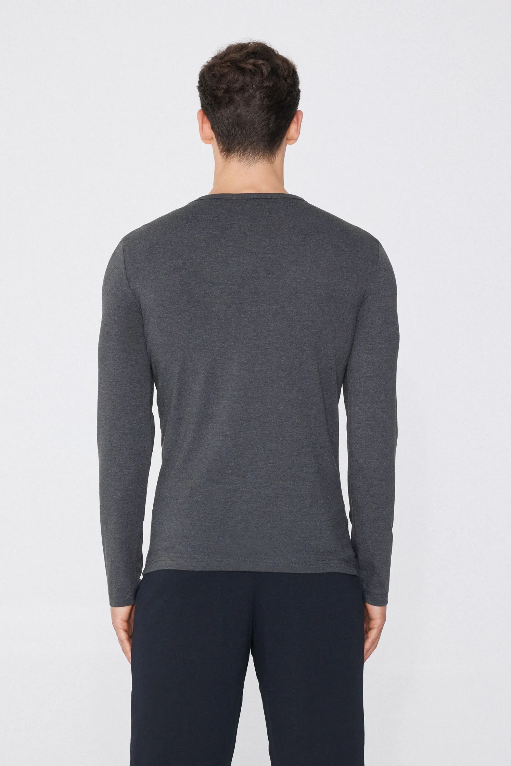 Long-Sleeve Round-Neck Thermal Cotton Top - Long-Sleeved Tops - Men | Tezenis