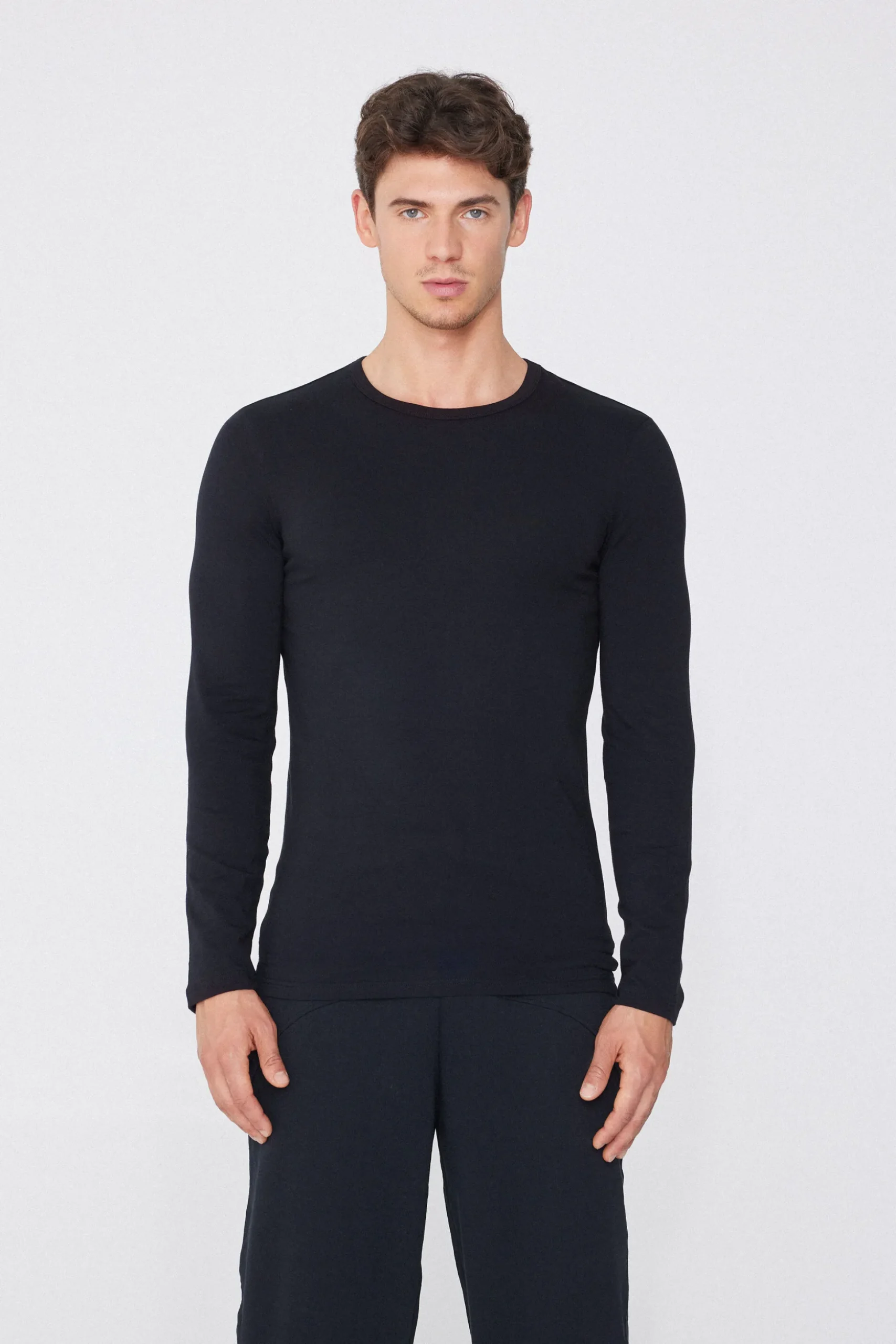 Long-Sleeve Round-Neck Thermal Cotton Top - Long-Sleeved Tops - Men | Tezenis