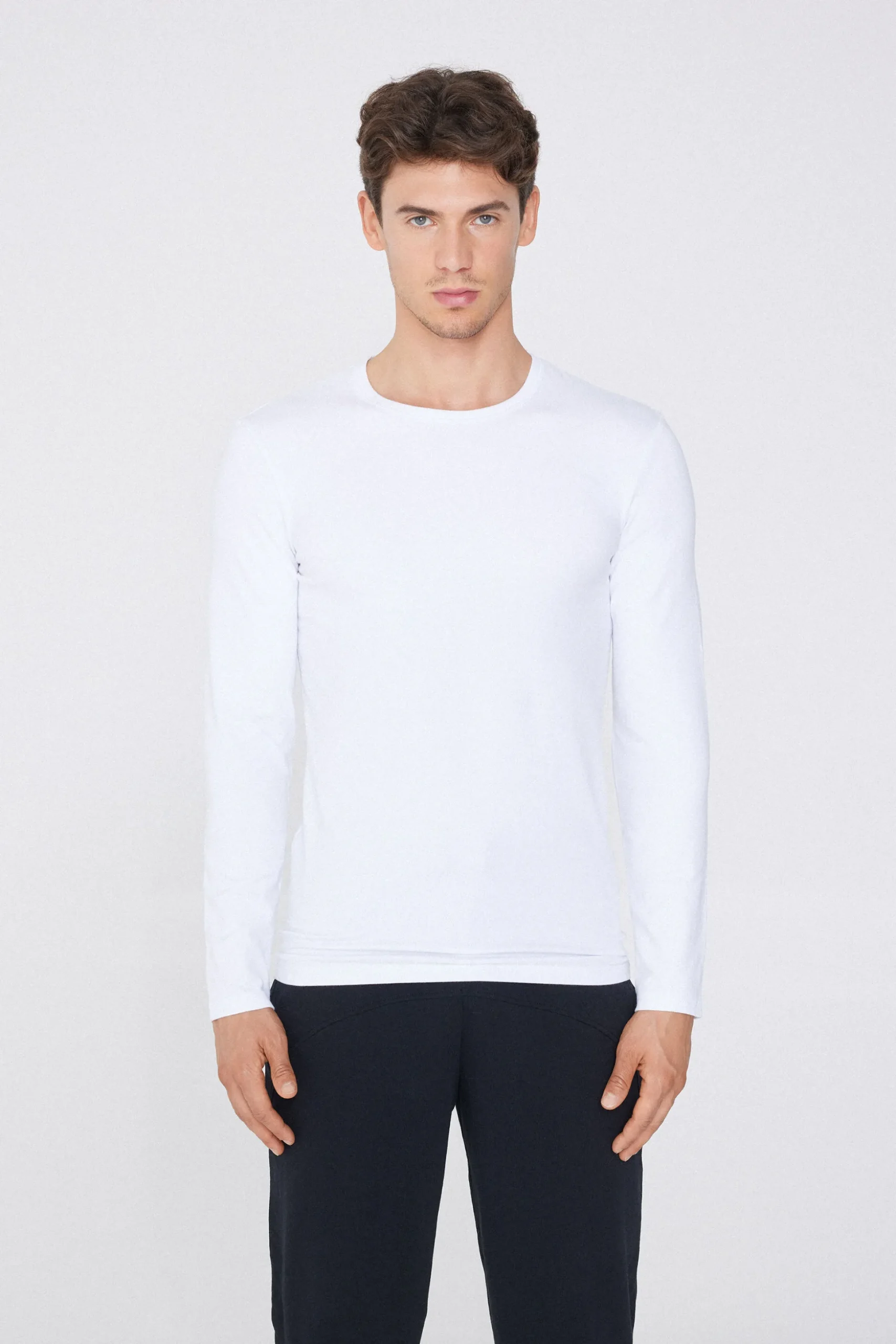 Long-Sleeve Round-Neck Thermal Cotton Top - Long-Sleeved Tops - Men | Tezenis