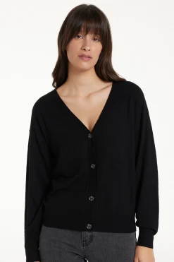 Long-Sleeved Button-Down Wool Cardigan - Cardigans And Sweaters - Women | Tezenis