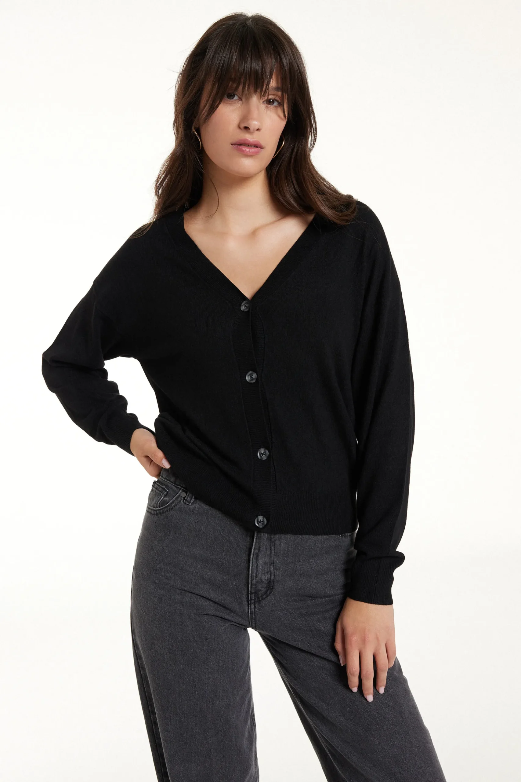Long-Sleeved Button-Down Wool Cardigan - Cardigans And Sweaters - Women | Tezenis