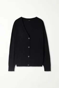 Long-Sleeved Button-Down Wool Cardigan - Cardigans And Sweaters - Women | Tezenis