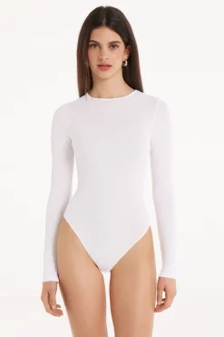 Long-Sleeved Crew-Neck Ultra-Lightweight Ribbed Viscose Bodysuit - Bodysuits - Women | Tezenis