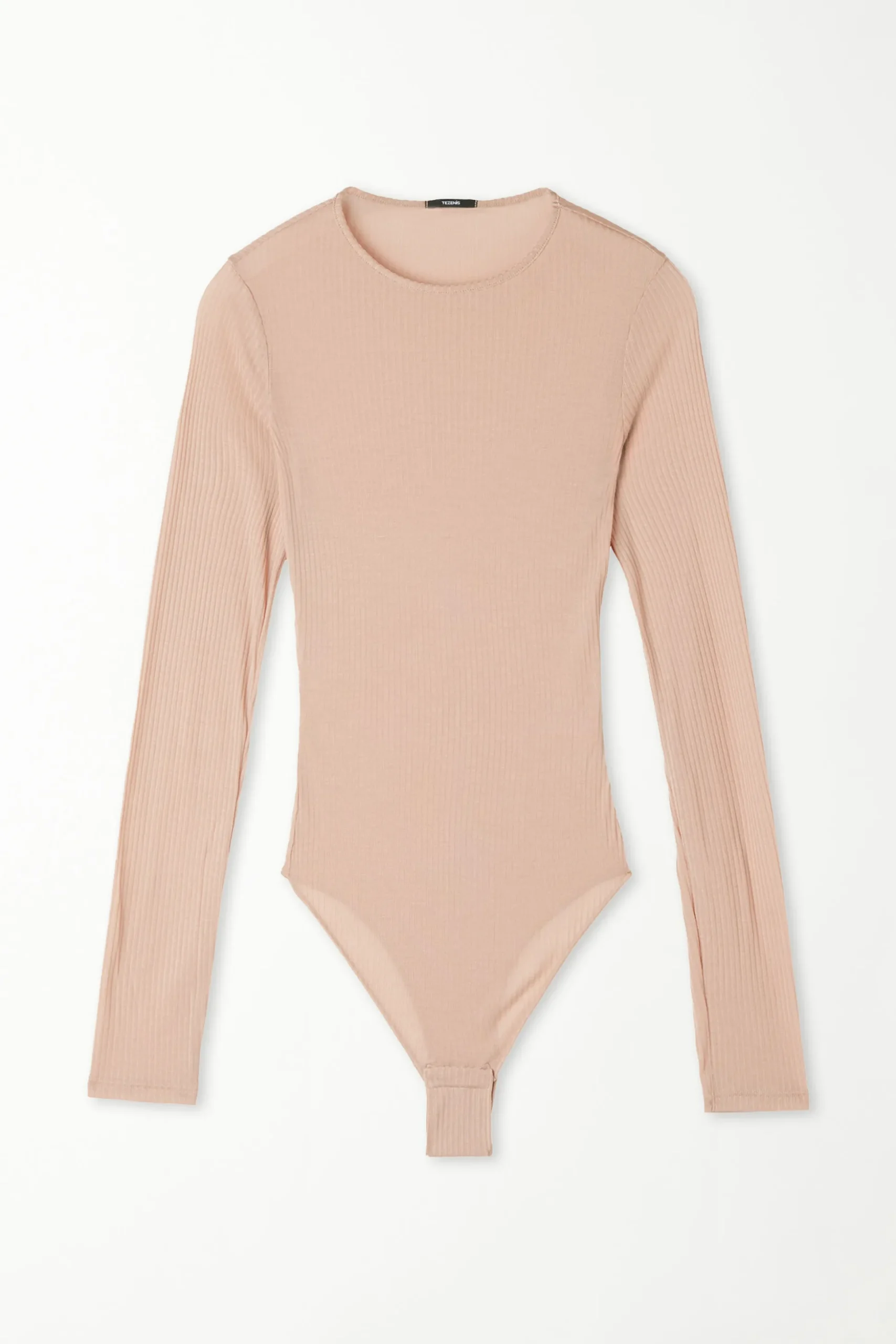 Long-Sleeved Crew-Neck Ultra-Lightweight Ribbed Viscose Bodysuit - Bodysuits - Women | Tezenis