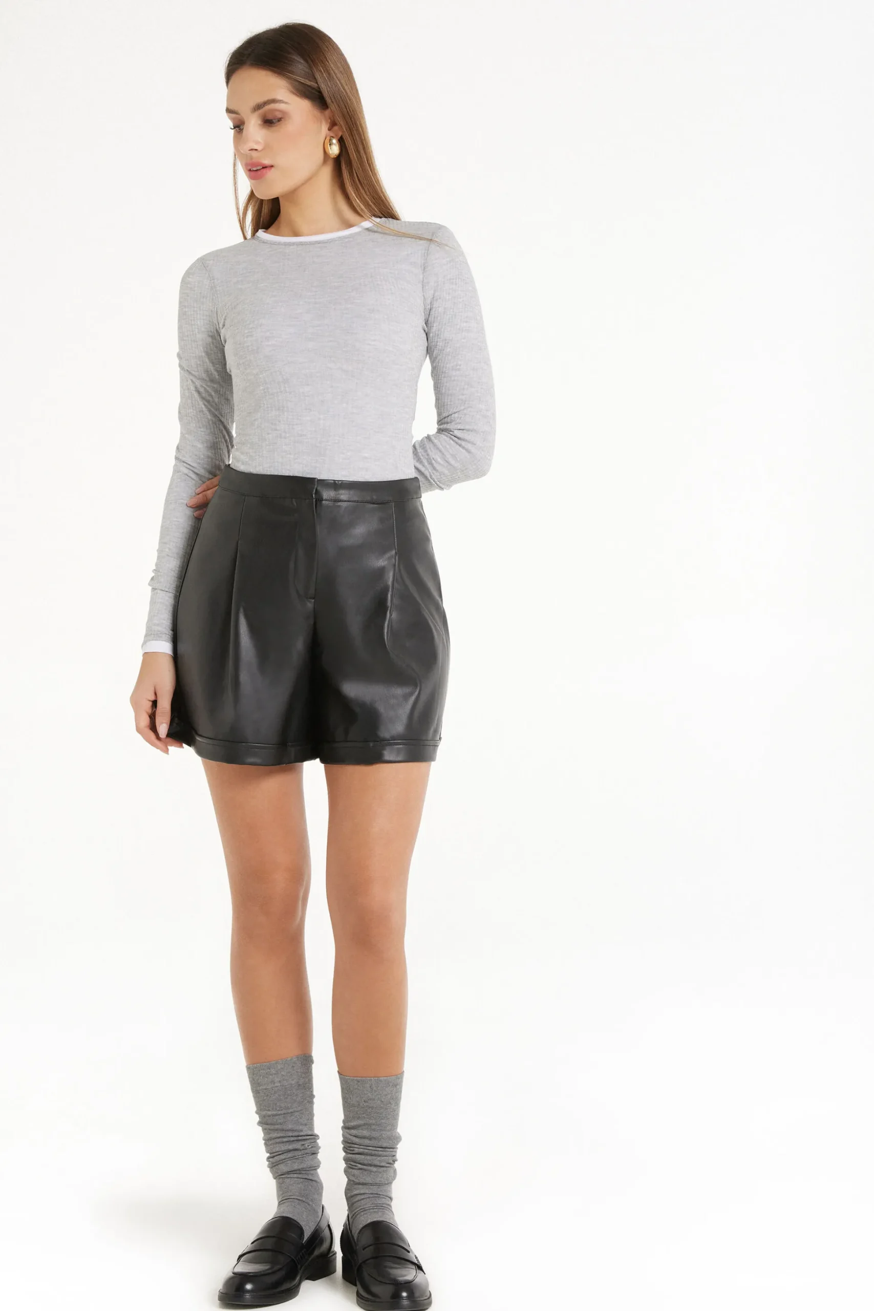 Long-Sleeved Crew-Neck Ultra-Lightweight Ribbed Viscose Bodysuit - Bodysuits - Women | Tezenis