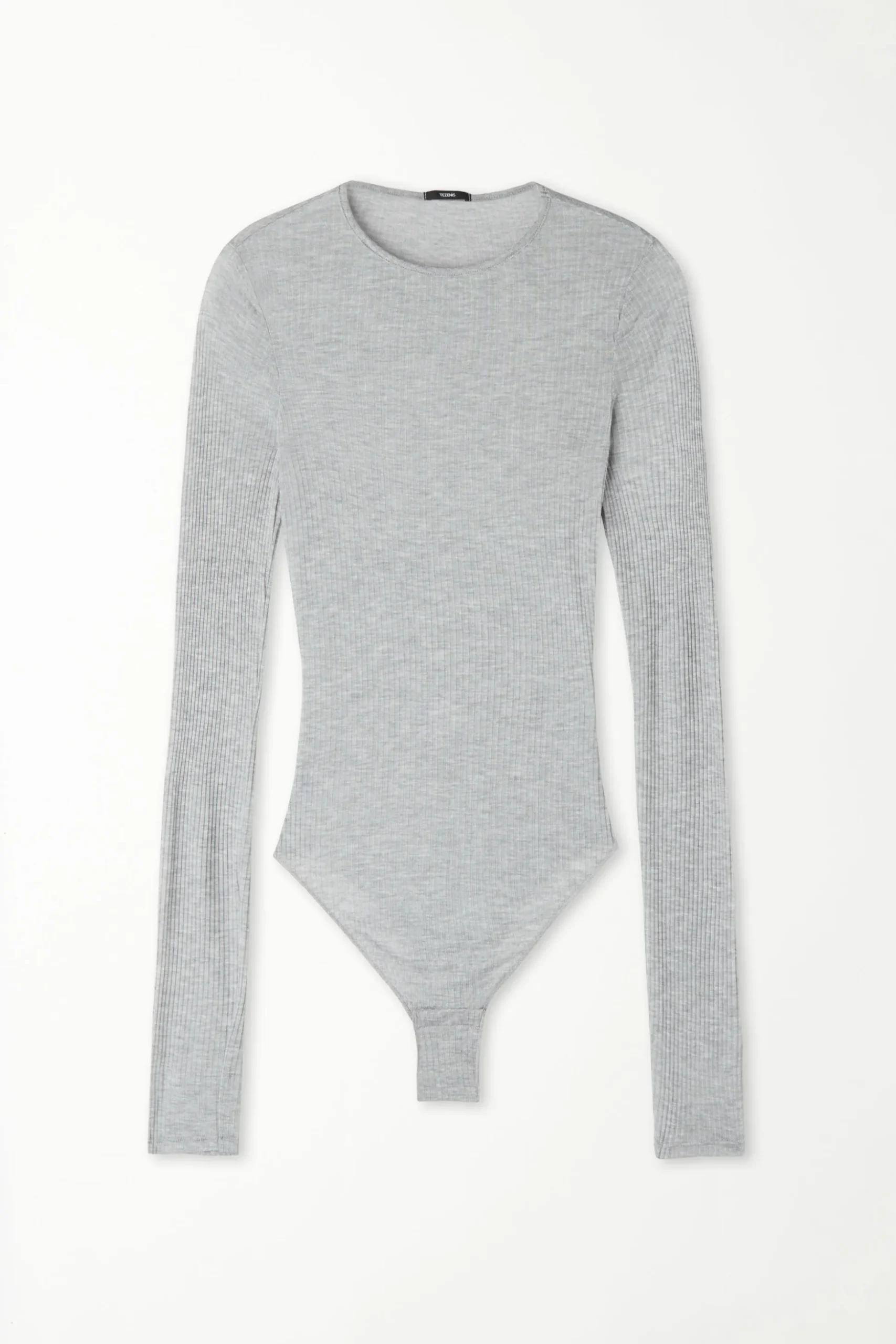Long-Sleeved Crew-Neck Ultra-Lightweight Ribbed Viscose Bodysuit - Bodysuits - Women | Tezenis