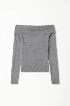 Long-Sleeved Heavy Wool Off-the-Shoulder Sweater - Cardigans And Sweaters - Women | Tezenis