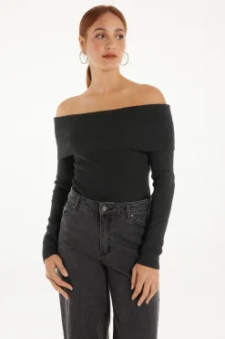 Long-Sleeved Heavy Wool Off-the-Shoulder Sweater - Cardigans And Sweaters - Women | Tezenis