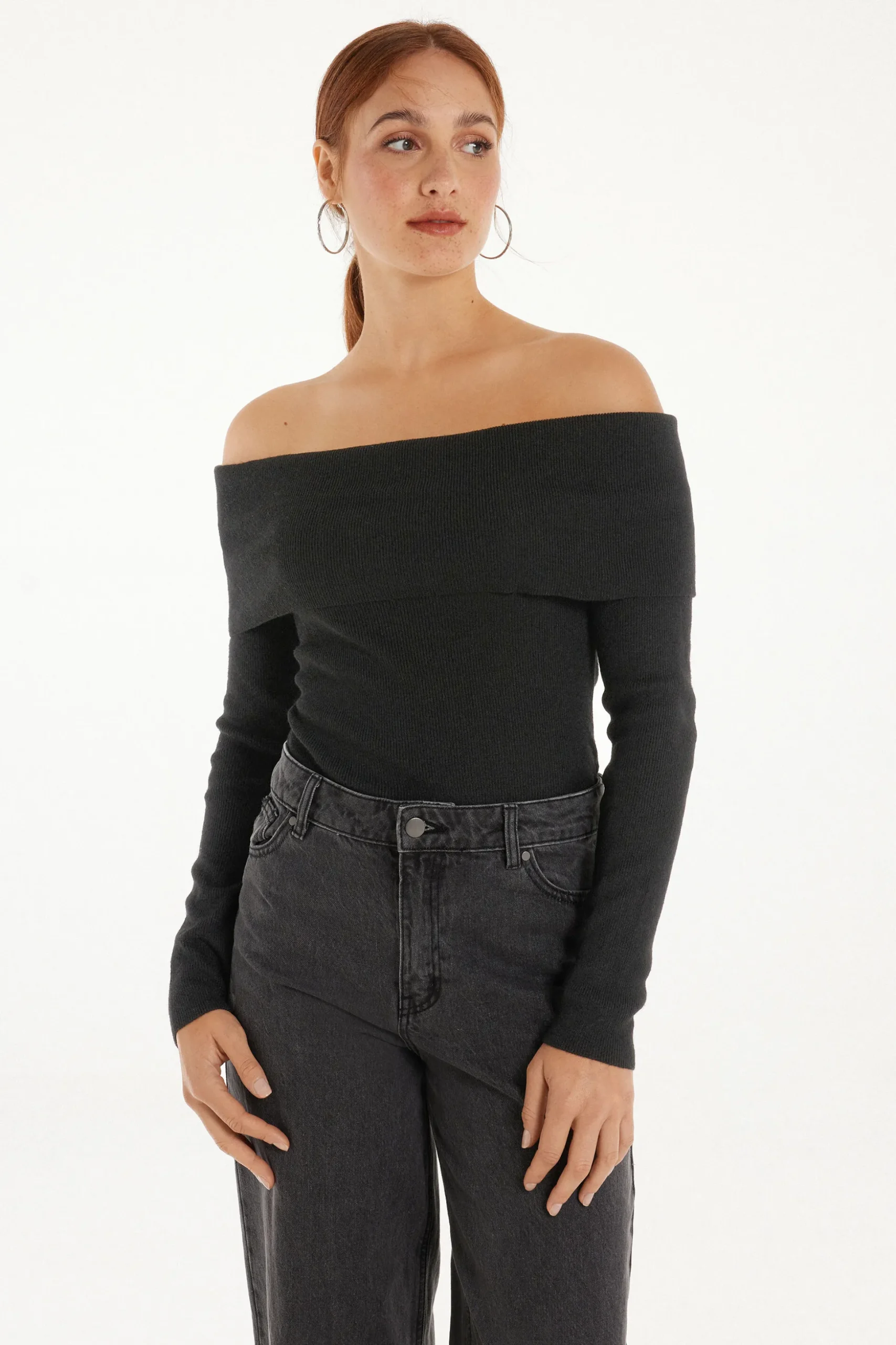Long-Sleeved Heavy Wool Off-the-Shoulder Sweater - Cardigans And Sweaters - Women | Tezenis