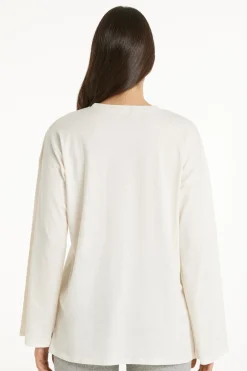 Long-Sleeved Oversized Cotton Top - Pajama Sets - Women | Tezenis