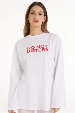 Long-Sleeved Oversized Cotton Top - Pajama Sets - Women | Tezenis