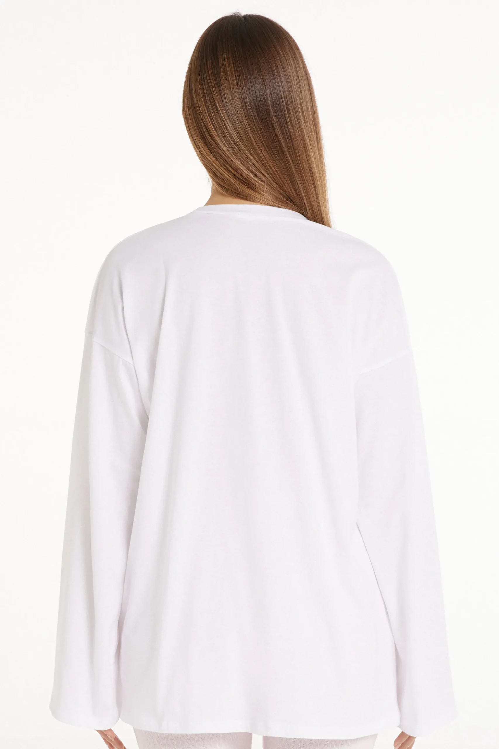 Long-Sleeved Oversized Cotton Top - Pajama Sets - Women | Tezenis