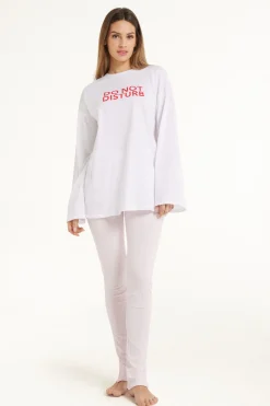 Long-Sleeved Oversized Cotton Top - Pajama Sets - Women | Tezenis