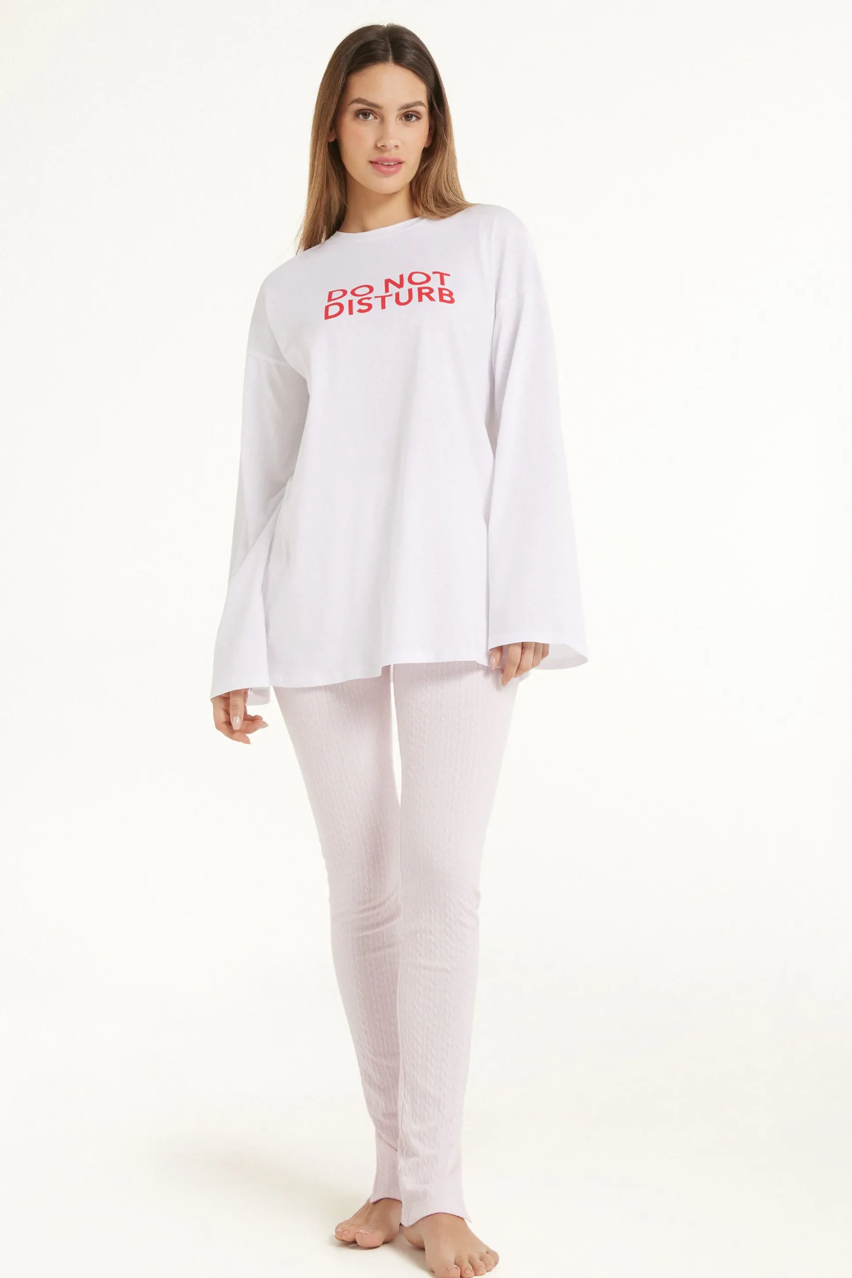 Long-Sleeved Oversized Cotton Top - Pajama Sets - Women | Tezenis