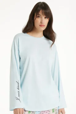 Long-Sleeved Oversized Cotton Top - Pajama Sets - Women | Tezenis