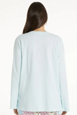 Long-Sleeved Oversized Cotton Top - Pajama Sets - Women | Tezenis