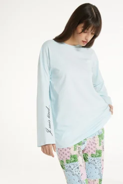 Long-Sleeved Oversized Cotton Top - Pajama Sets - Women | Tezenis