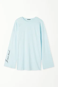Long-Sleeved Oversized Cotton Top - Pajama Sets - Women | Tezenis