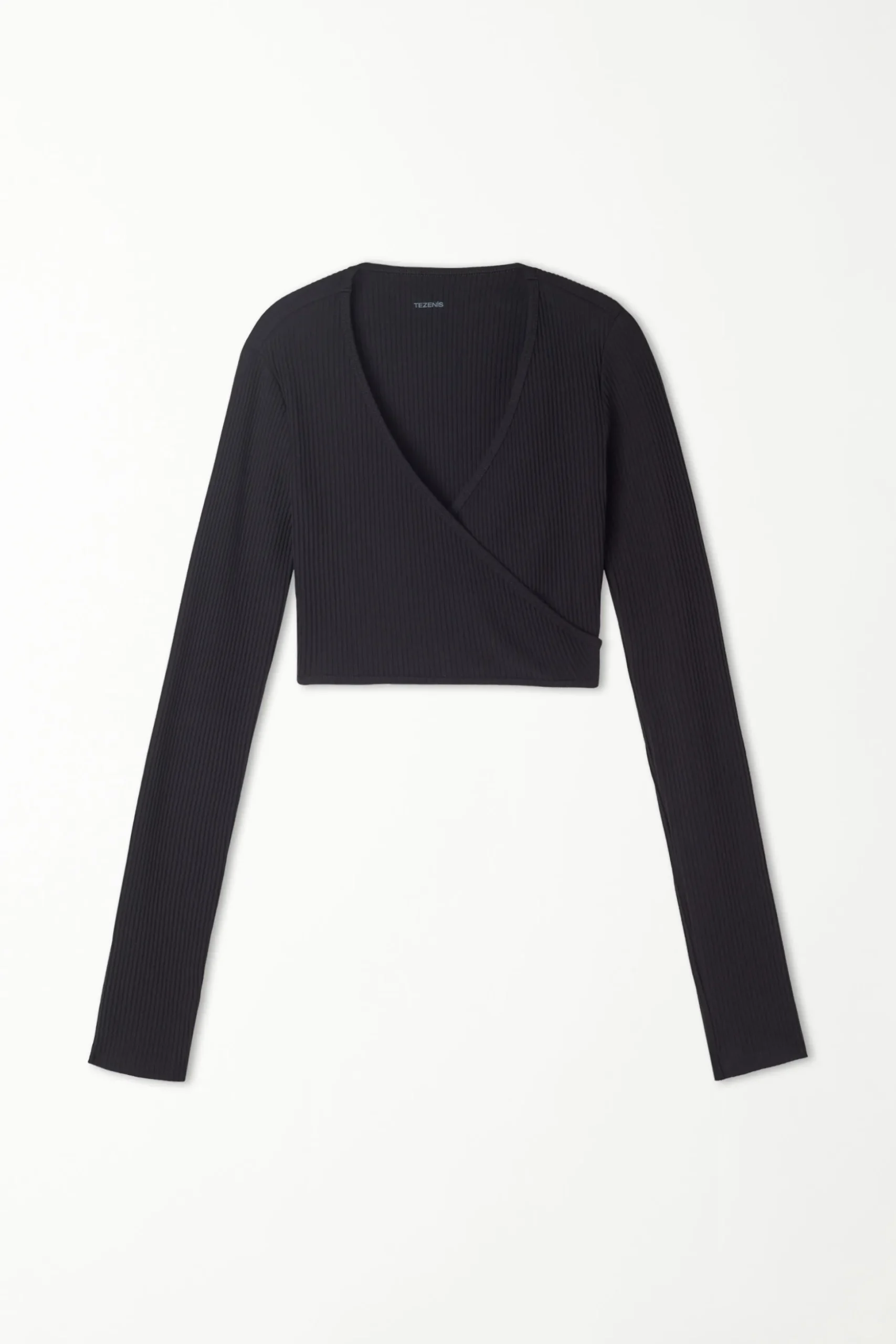 Long-Sleeved Ribbed Criss-Cross Crop Top - Long-Sleeved Tops - Women | Tezenis