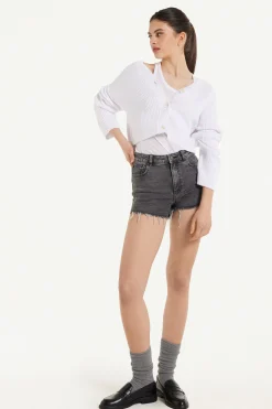 Long-Sleeved Ribbed Cropped Button-Up Cardigan - Cardigans And Sweaters - Women | Tezenis