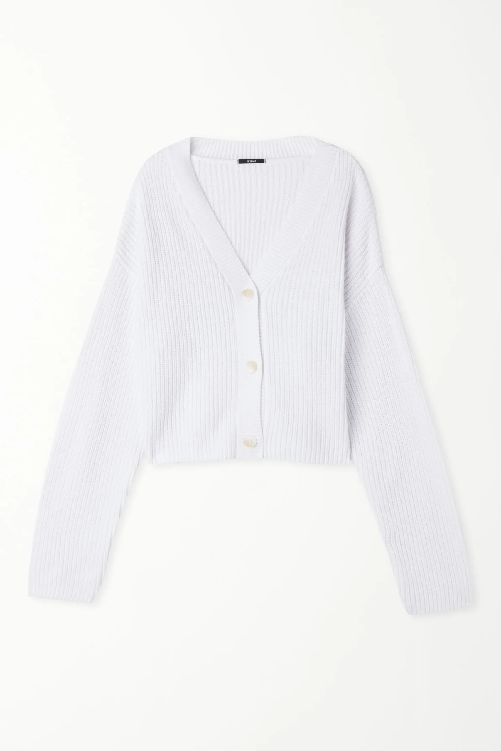Long-Sleeved Ribbed Cropped Button-Up Cardigan - Cardigans And Sweaters - Women | Tezenis