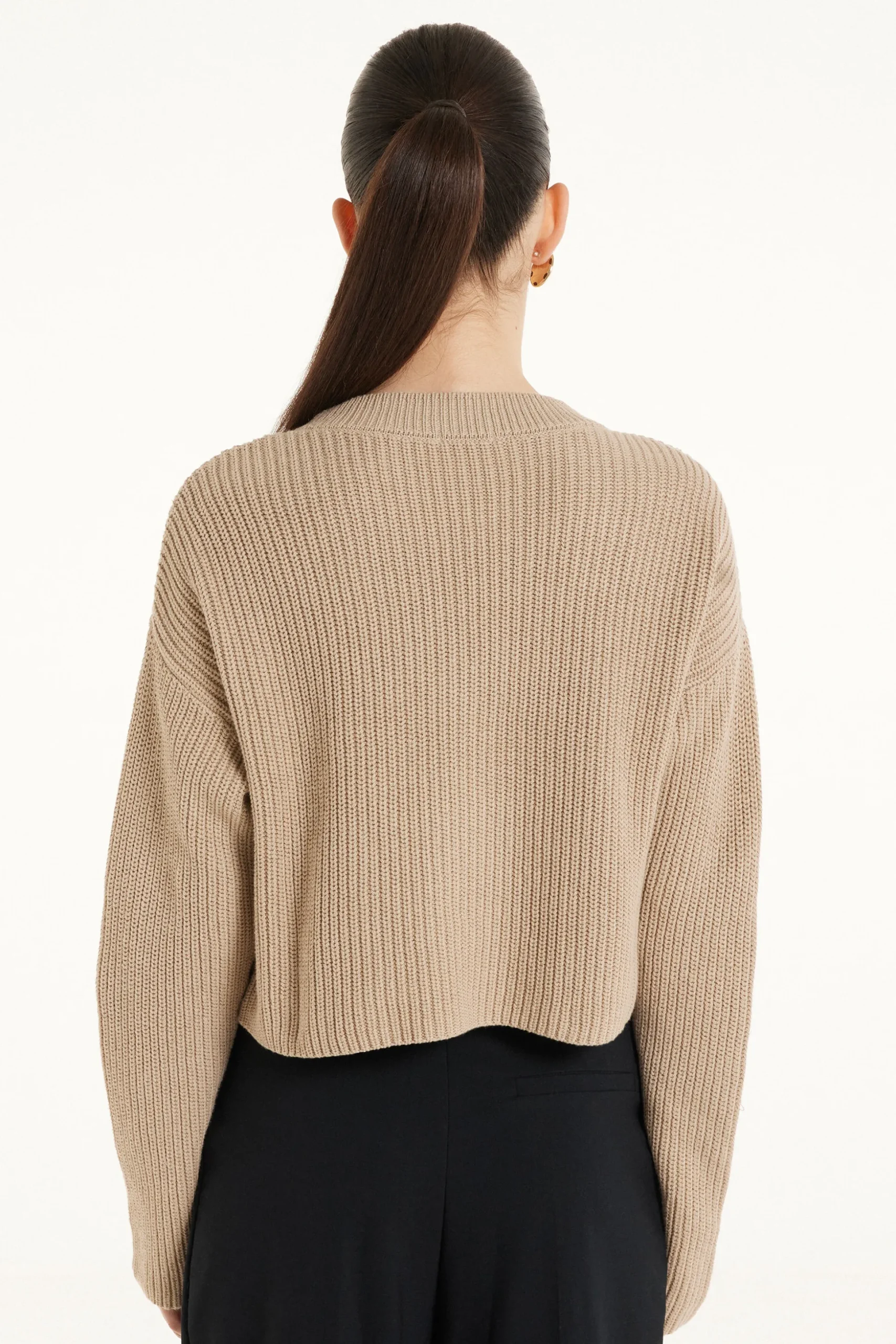 Long-Sleeved Ribbed Cropped Button-Up Cardigan - Cardigans And Sweaters - Women | Tezenis