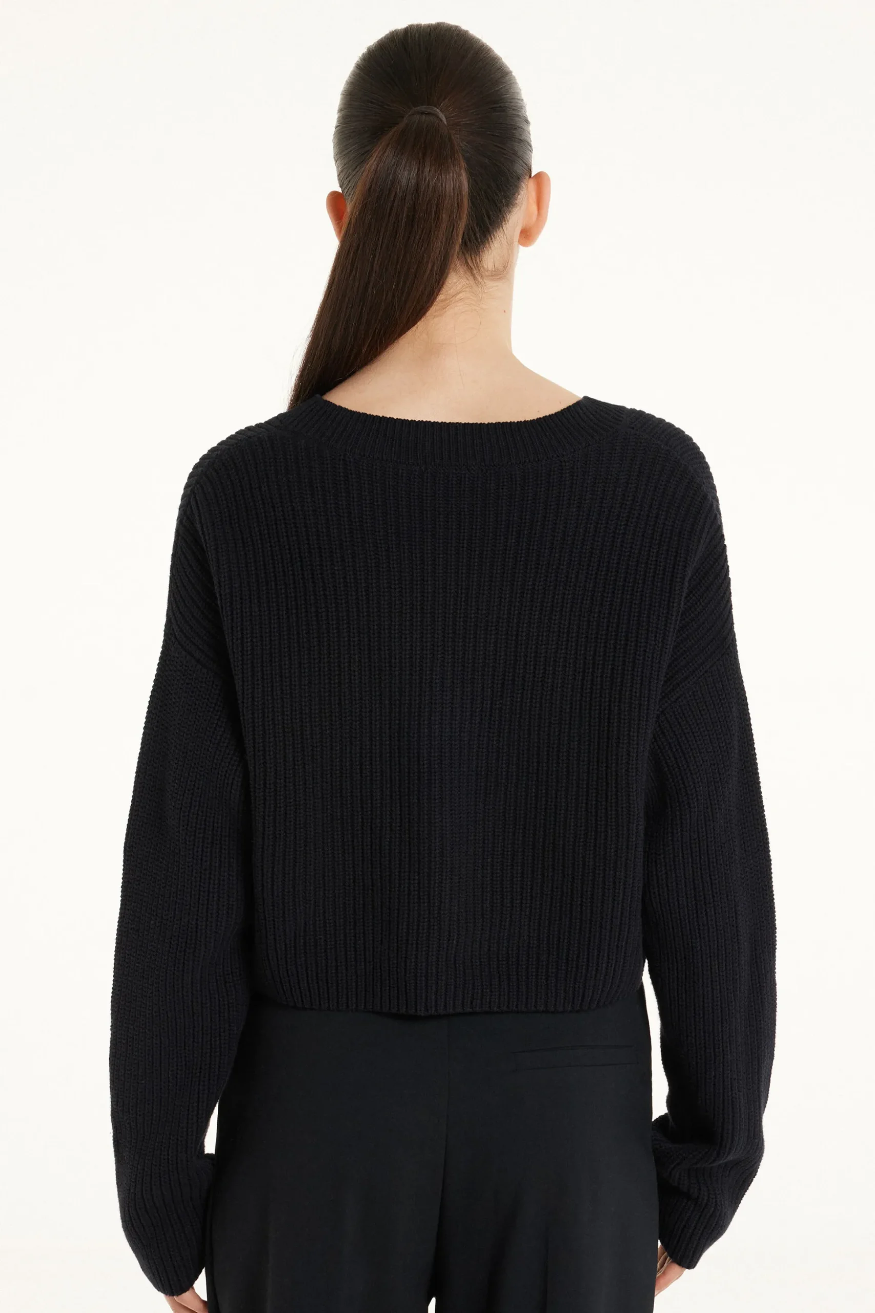 Long-Sleeved Ribbed Cropped Button-Up Cardigan - Cardigans And Sweaters - Women | Tezenis