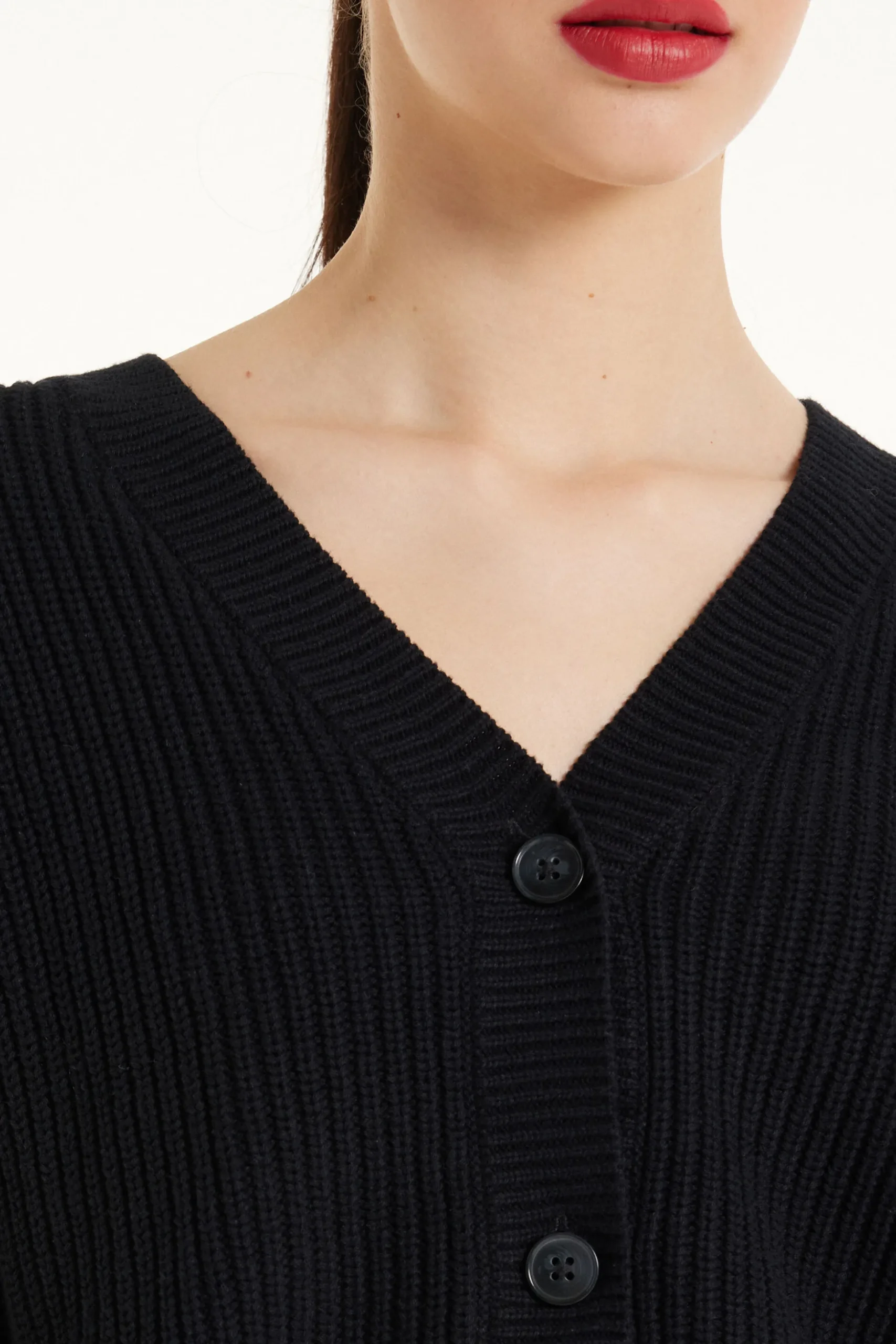 Long-Sleeved Ribbed Cropped Button-Up Cardigan - Cardigans And Sweaters - Women | Tezenis