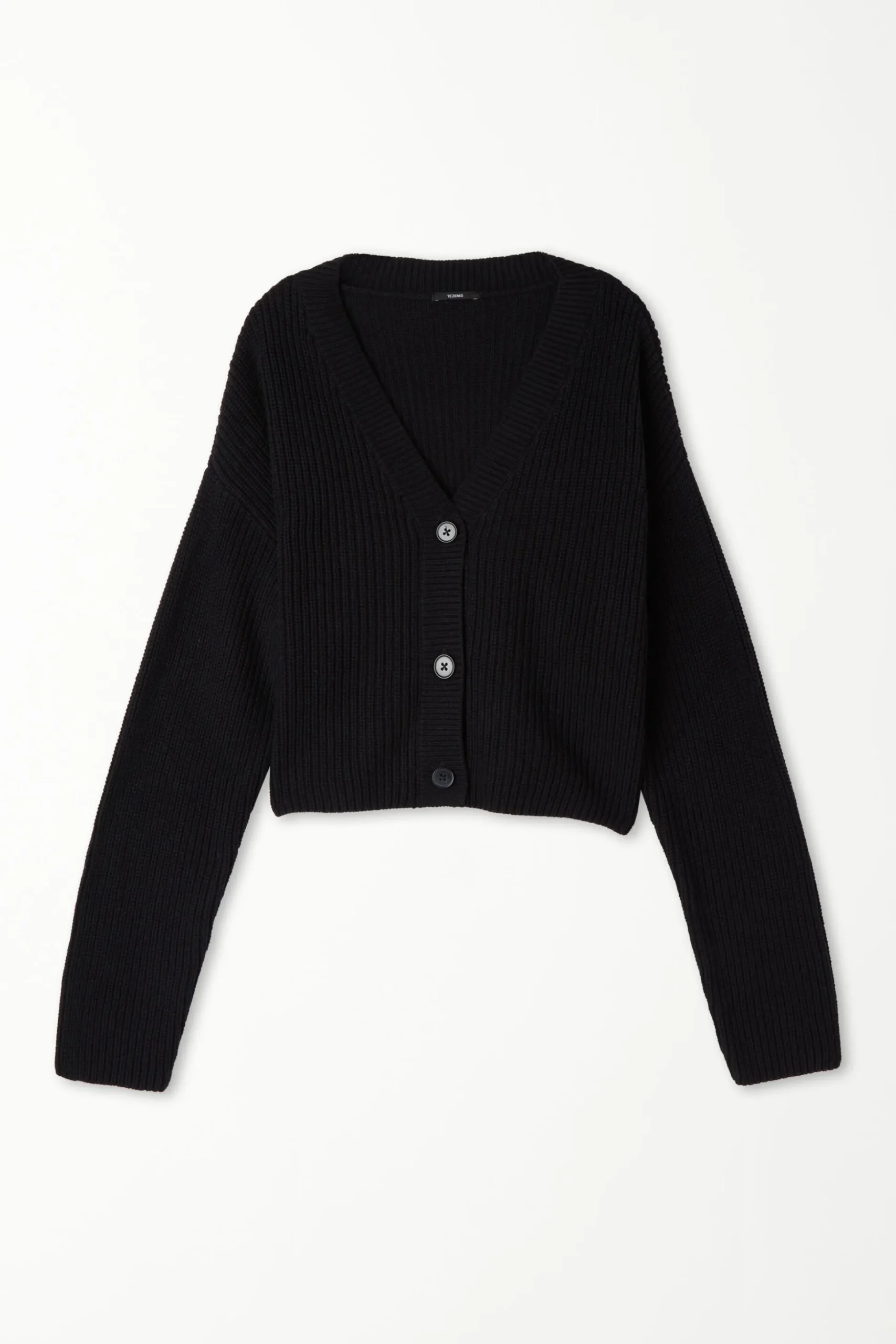 Long-Sleeved Ribbed Cropped Button-Up Cardigan - Cardigans And Sweaters - Women | Tezenis