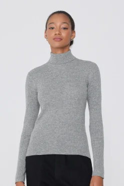 Long-Sleeved Ribbed Wool Turtleneck Sweater - Cardigans And Sweaters - Women | Tezenis