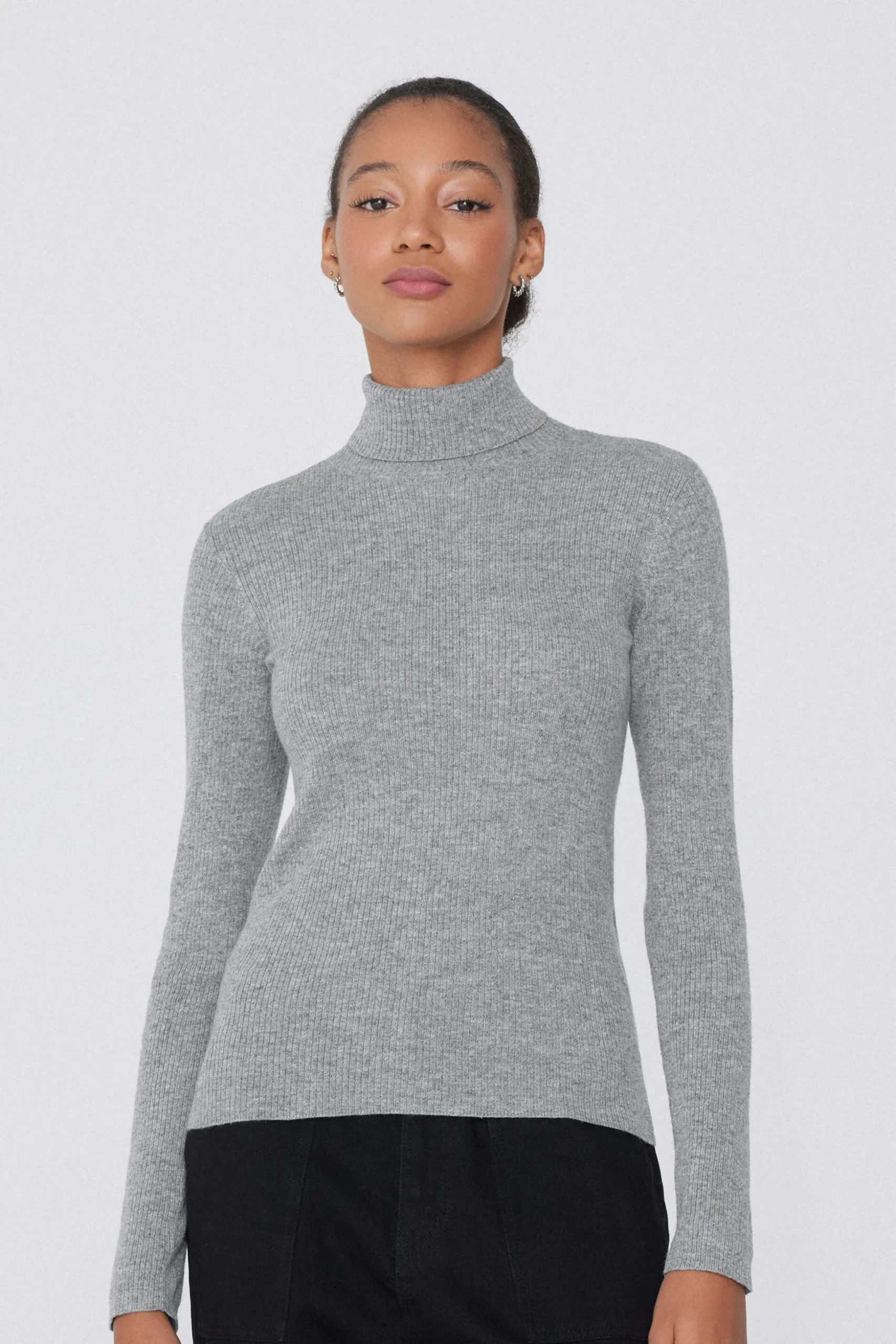 Long-Sleeved Ribbed Wool Turtleneck Sweater - Cardigans And Sweaters - Women | Tezenis