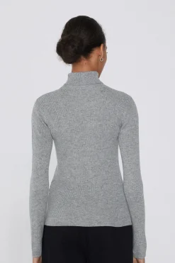 Long-Sleeved Ribbed Wool Turtleneck Sweater - Cardigans And Sweaters - Women | Tezenis