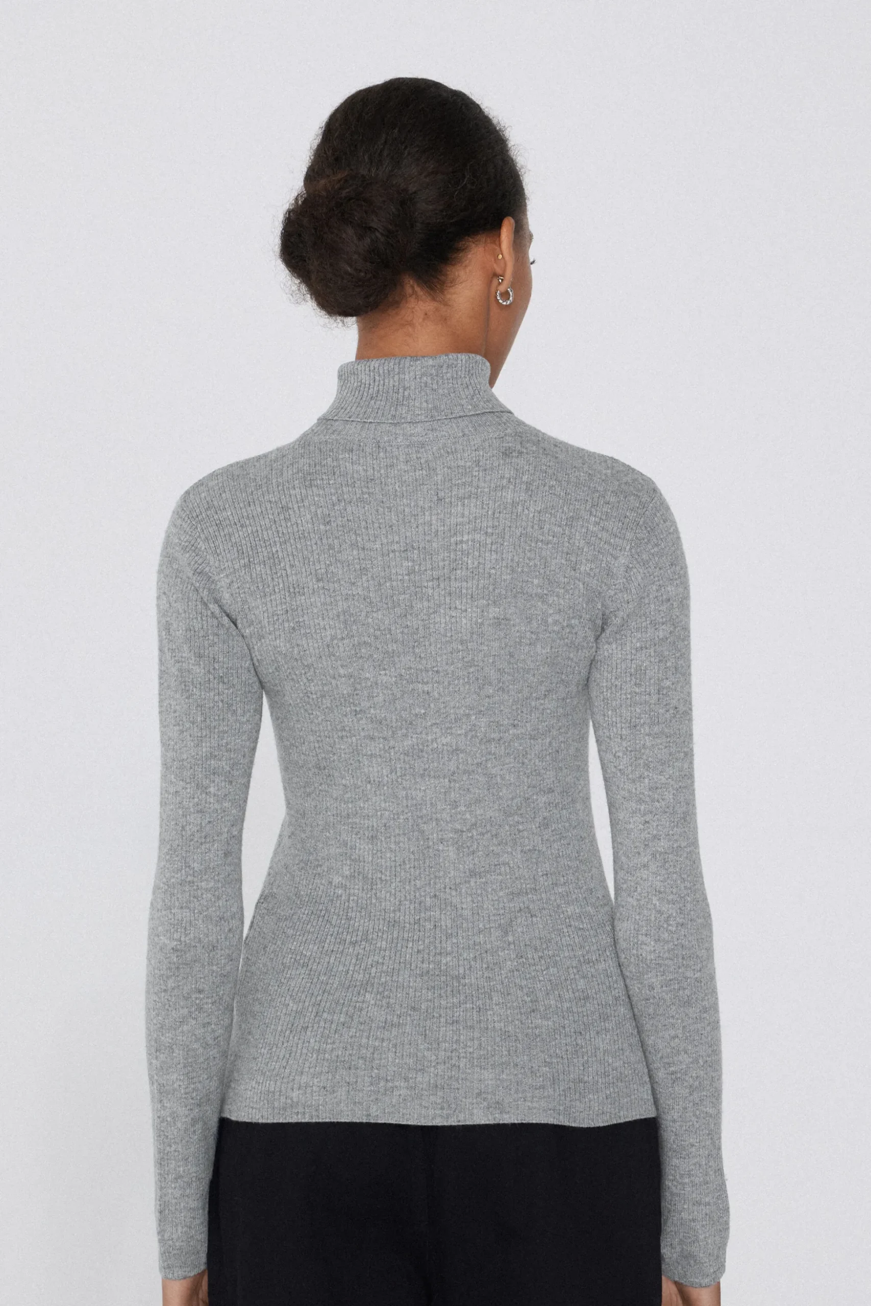 Long-Sleeved Ribbed Wool Turtleneck Sweater - Cardigans And Sweaters - Women | Tezenis