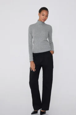 Long-Sleeved Ribbed Wool Turtleneck Sweater - Cardigans And Sweaters - Women | Tezenis