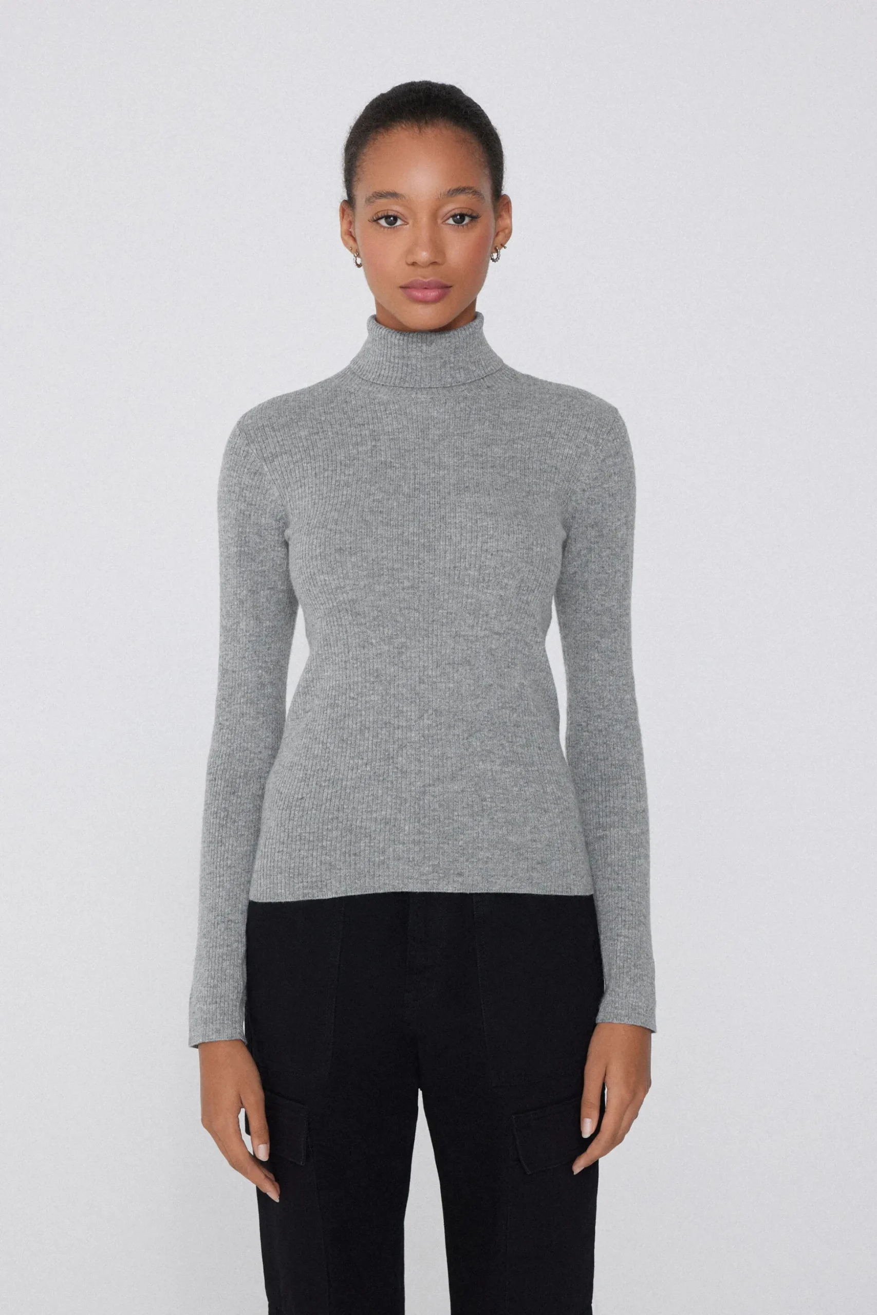 Long-Sleeved Ribbed Wool Turtleneck Sweater - Cardigans And Sweaters - Women | Tezenis