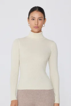 Long-Sleeved Ribbed Wool Turtleneck Sweater - Cardigans And Sweaters - Women | Tezenis