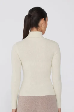 Long-Sleeved Ribbed Wool Turtleneck Sweater - Cardigans And Sweaters - Women | Tezenis