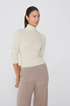 Long-Sleeved Ribbed Wool Turtleneck Sweater - Cardigans And Sweaters - Women | Tezenis