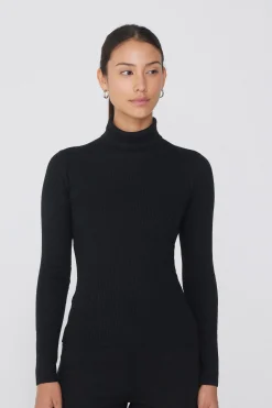 Long-Sleeved Ribbed Wool Turtleneck Sweater - Cardigans And Sweaters - Women | Tezenis