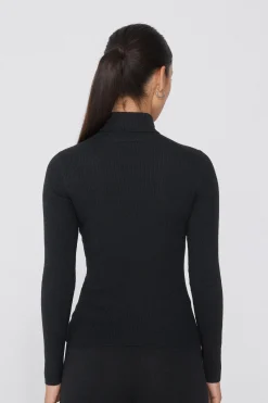Long-Sleeved Ribbed Wool Turtleneck Sweater - Cardigans And Sweaters - Women | Tezenis