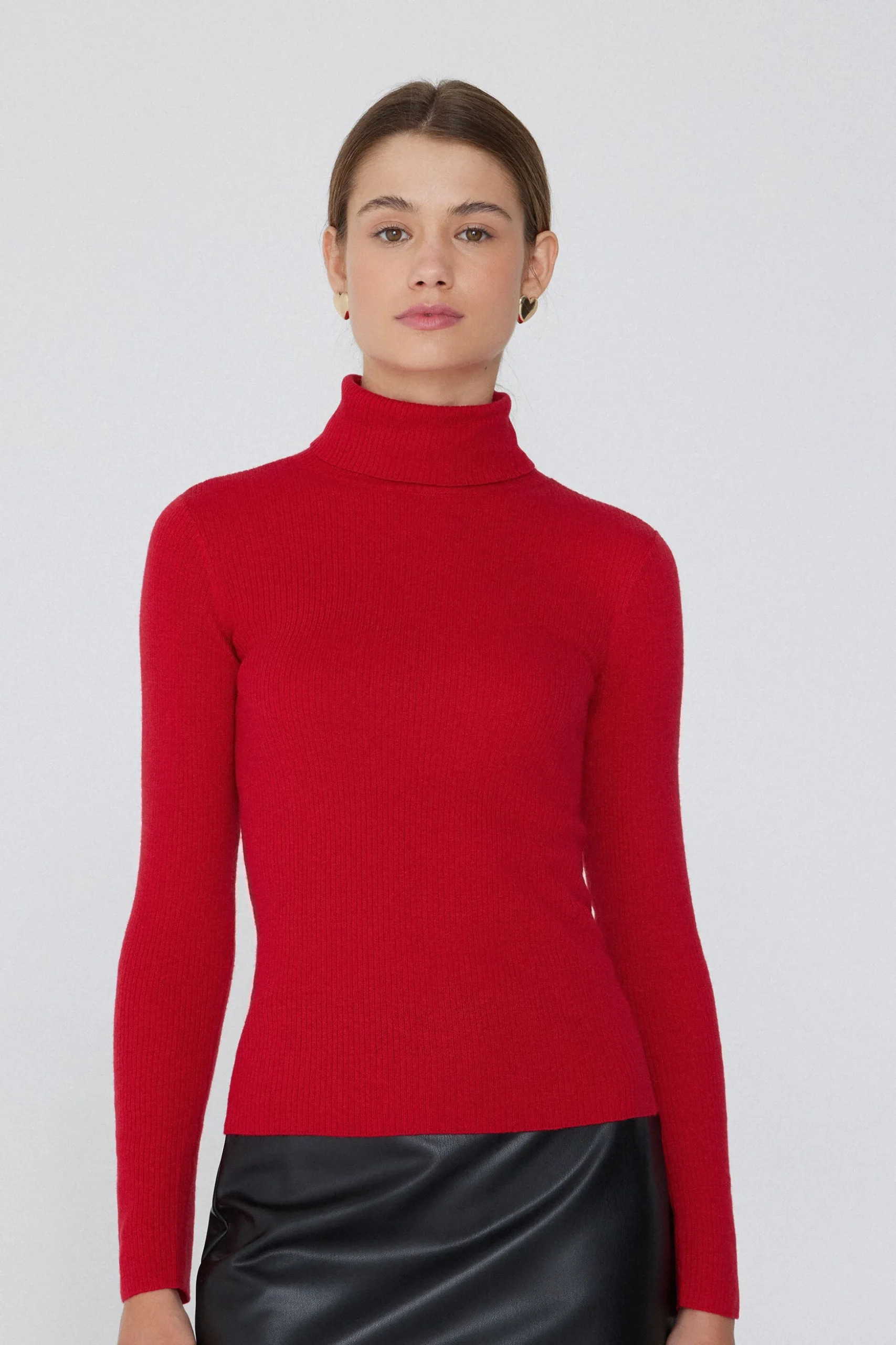 Long-Sleeved Ribbed Wool Turtleneck Sweater - Cardigans And Sweaters - Women | Tezenis
