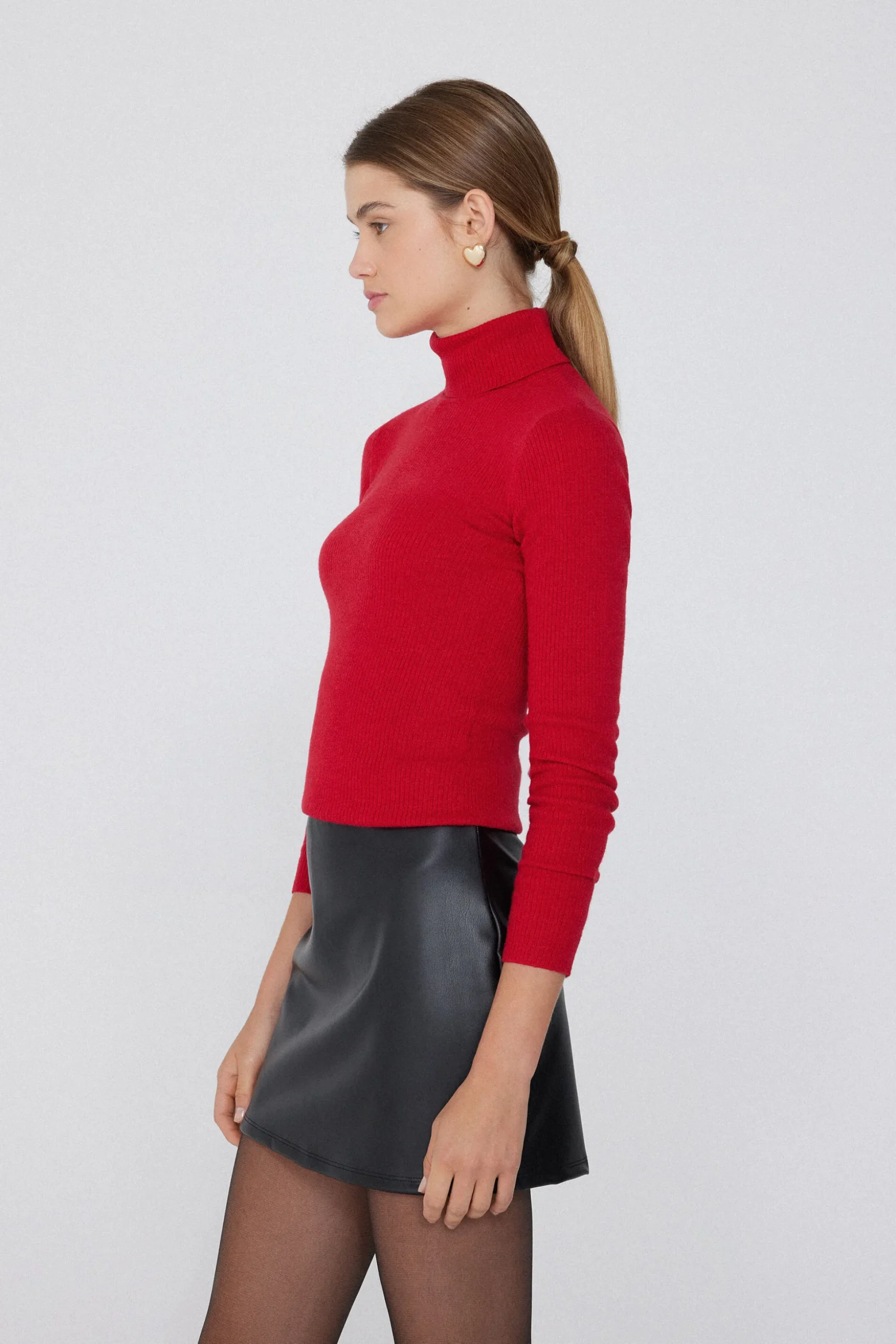 Long-Sleeved Ribbed Wool Turtleneck Sweater - Cardigans And Sweaters - Women | Tezenis
