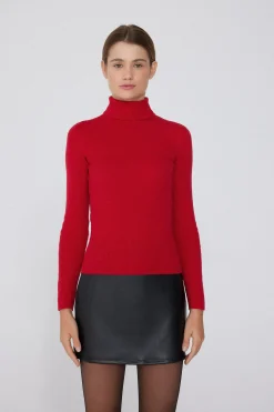 Long-Sleeved Ribbed Wool Turtleneck Sweater - Cardigans And Sweaters - Women | Tezenis