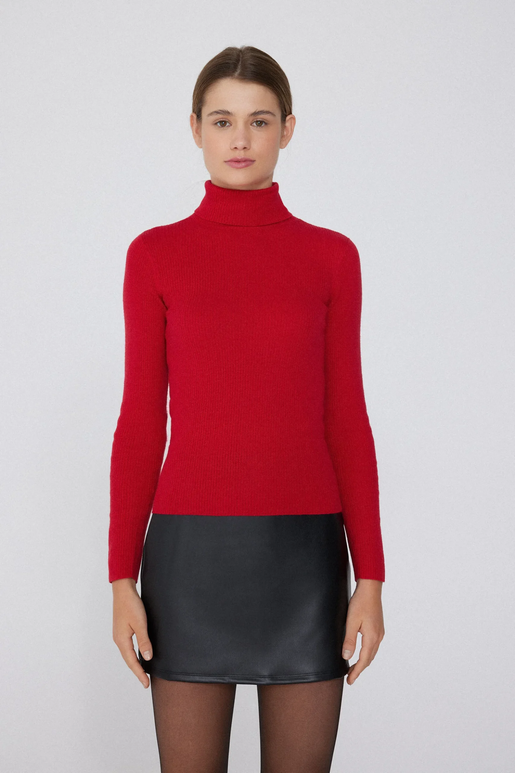Long-Sleeved Ribbed Wool Turtleneck Sweater - Cardigans And Sweaters - Women | Tezenis