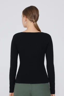 Long-Sleeved Ribbed Wool V-Neck Sweater - Cardigans And Sweaters - Women | Tezenis