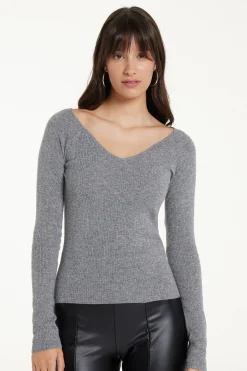 Long-Sleeved Ribbed Wool V-Neck Sweater - Cardigans And Sweaters - Women | Tezenis