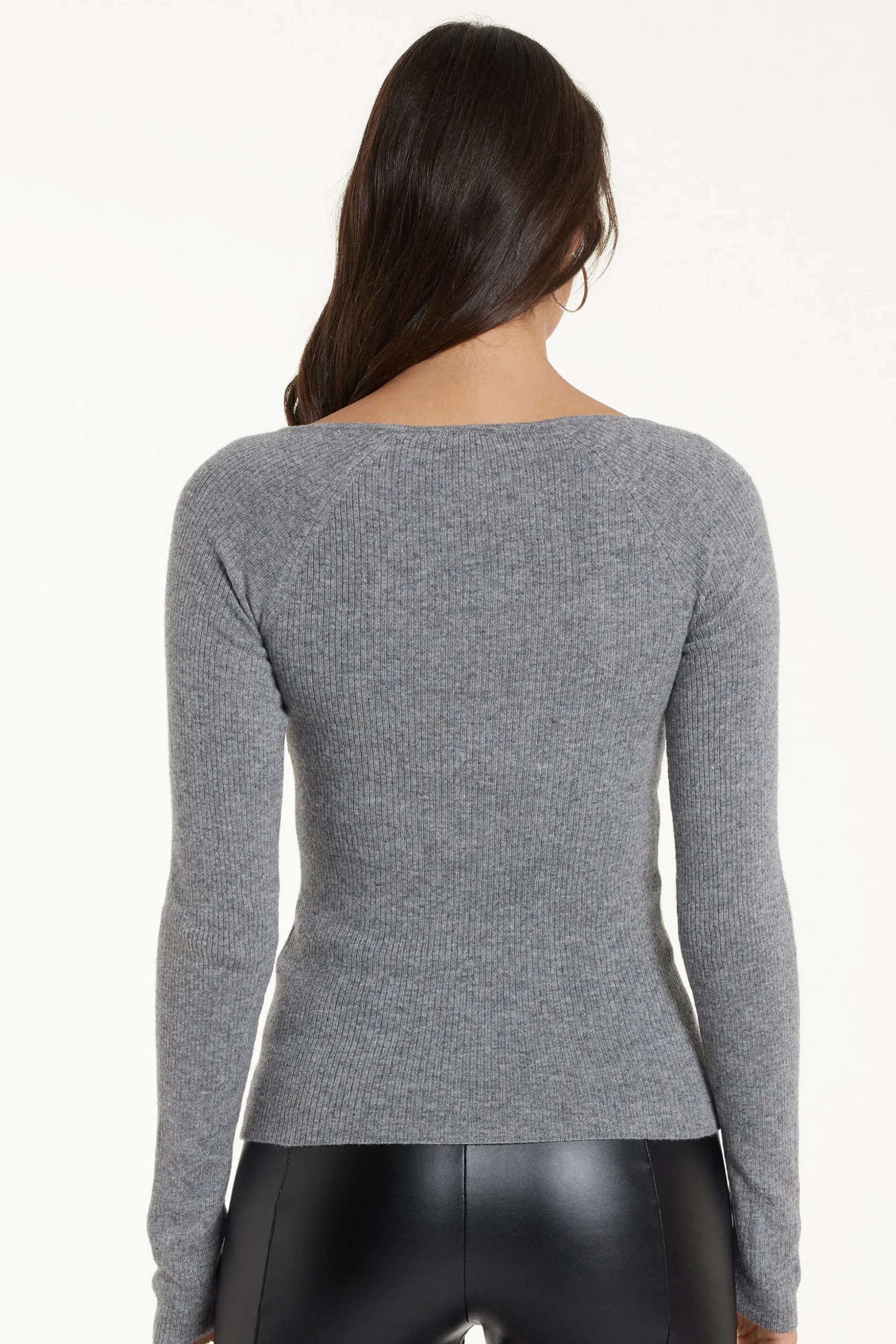 Long-Sleeved Ribbed Wool V-Neck Sweater - Cardigans And Sweaters - Women | Tezenis