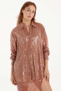 Long-Sleeved Sequined Shirt - Long-Sleeved Tops - Women | Tezenis