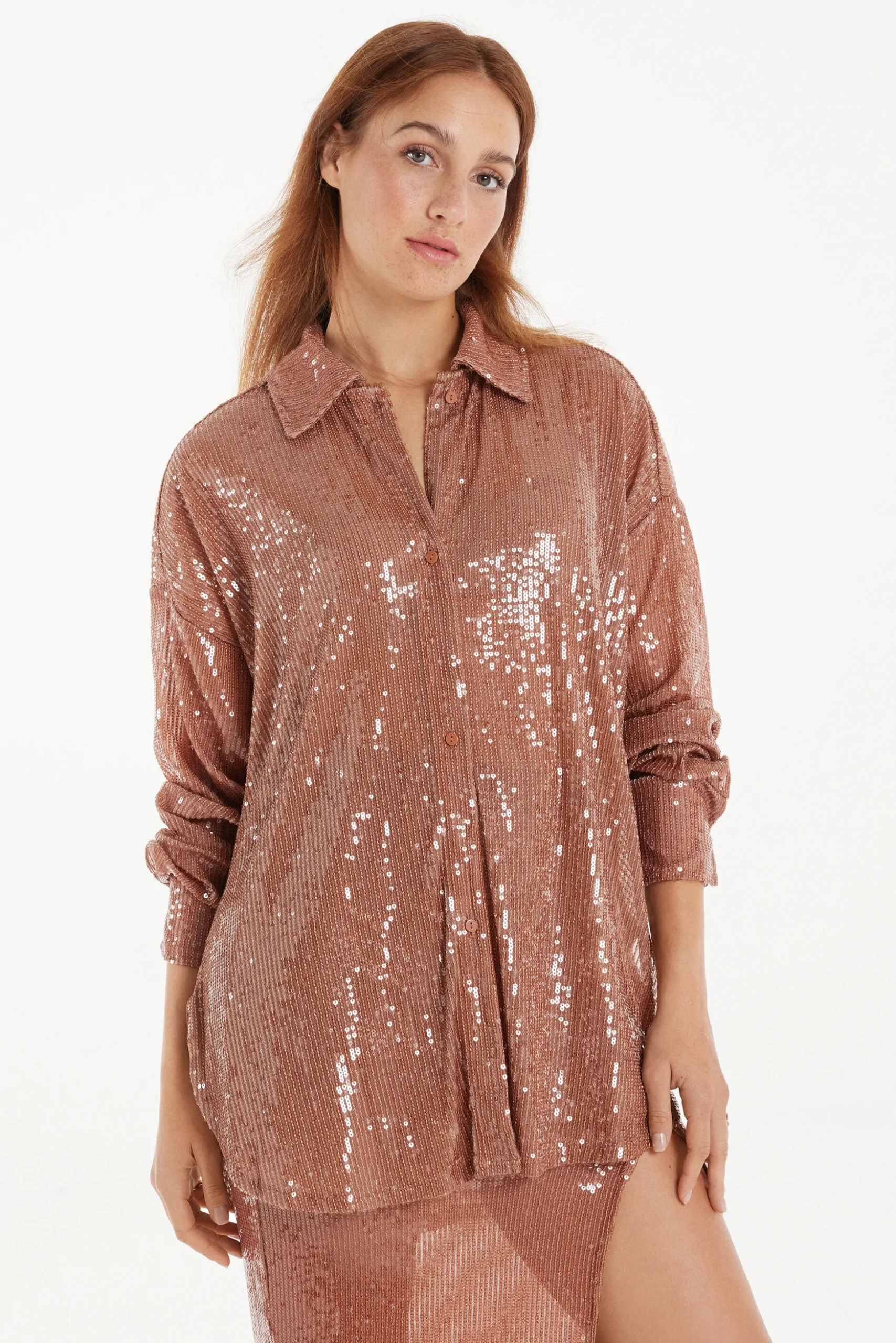Long-Sleeved Sequined Shirt - Long-Sleeved Tops - Women | Tezenis
